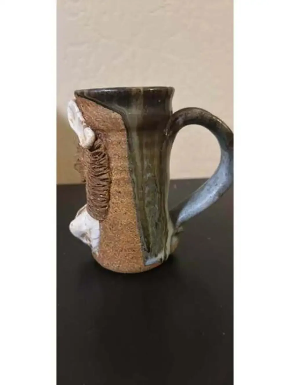 Signed AP Hand-Thrown Pottery Mug with Sculpted Female Figure